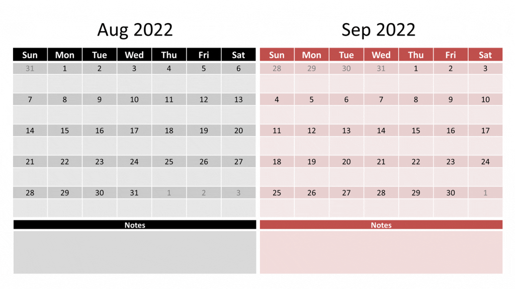 Aug Sep 2022 calendar