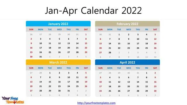 four month calendar 2022