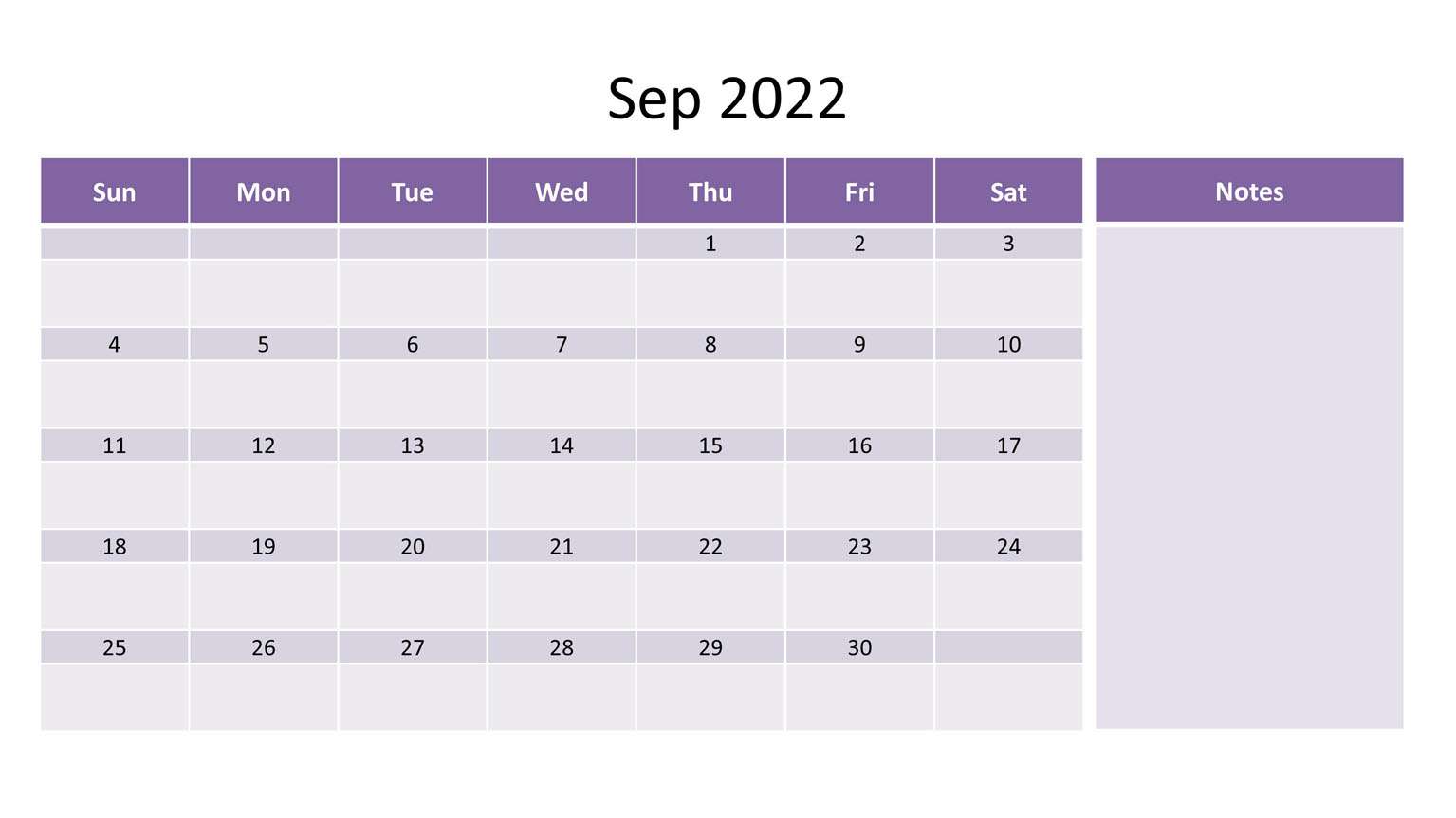 September 2022 calendar
