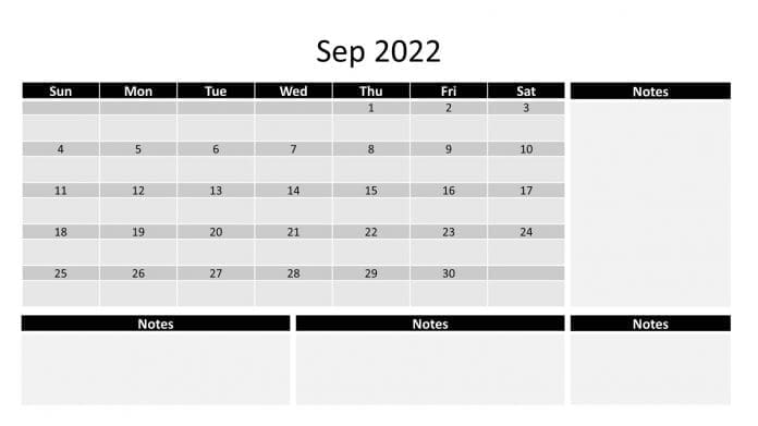 September 2022 calendar