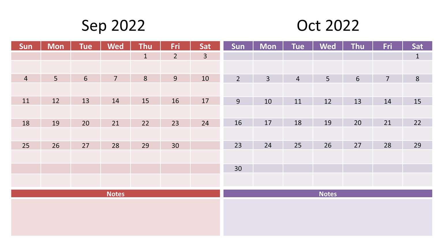 September 2022 calendar