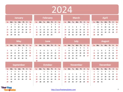 Printable 2024 calendar monthly template - Free PowerPoint Template