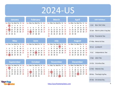 calendar with holidays