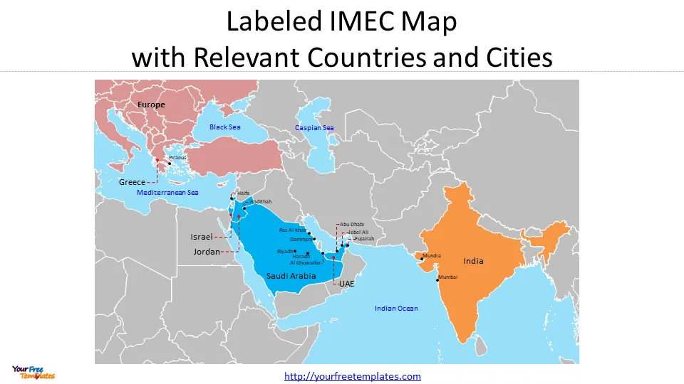 India-Middle East-Europe Economic Corridor map