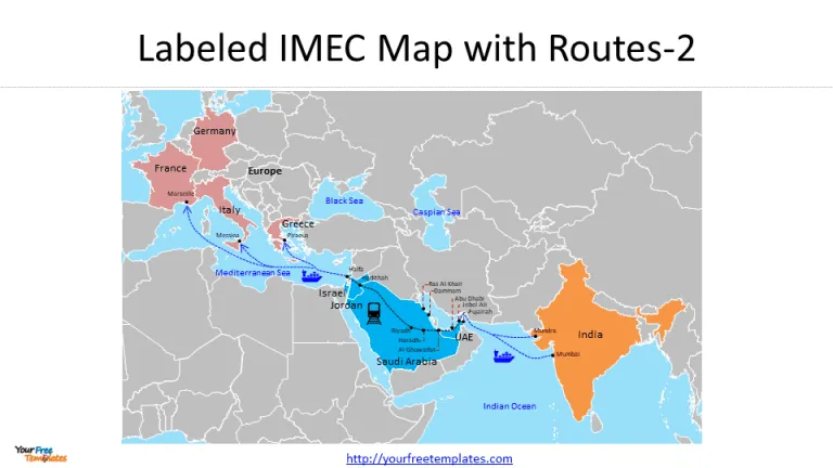 India Middle East Europe Economic Corridor Map Free Powerpoint Template 2898