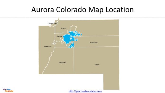 Us Aurora Colorado Map Free Powerpoint Template