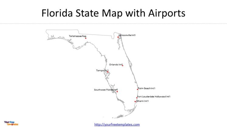 US Florida Airports Map - Free PowerPoint Template