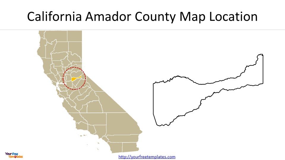 US California Amador County Maps - Free PowerPoint Template