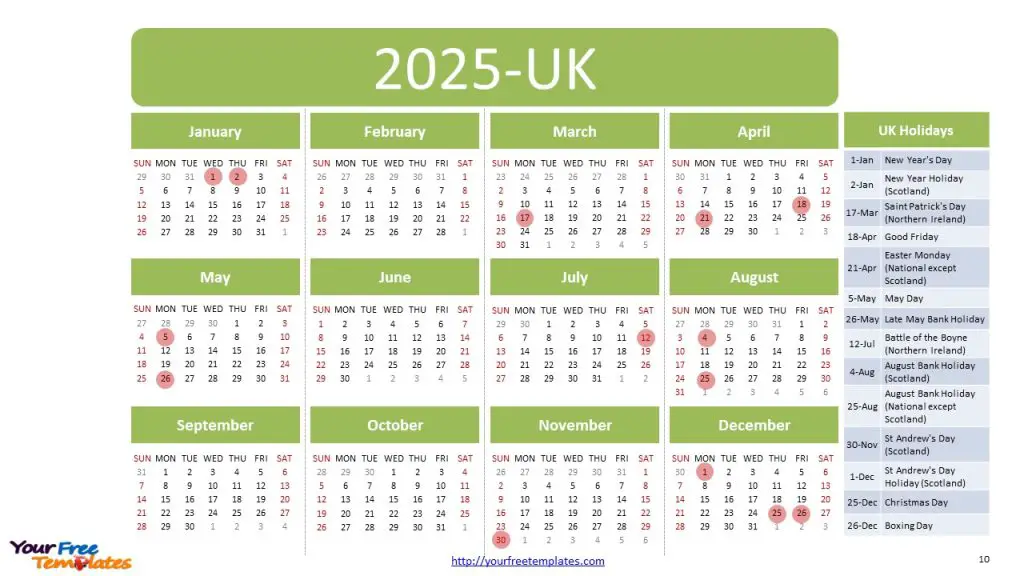 2025 Calendar with Holidays