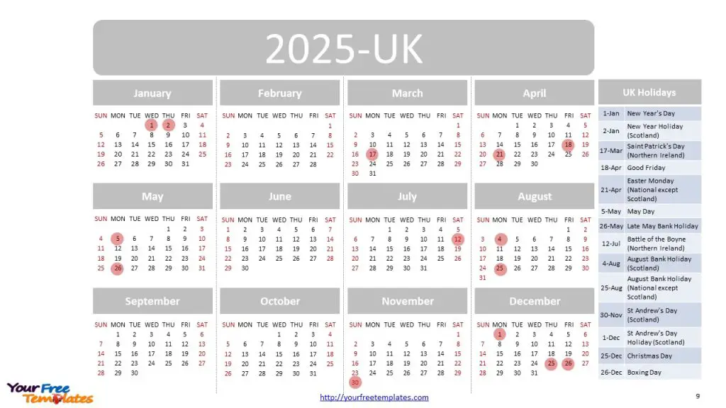 2025 Calendar with Holidays