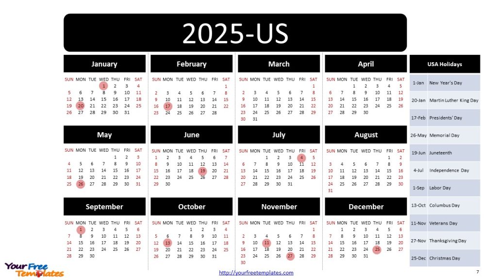 2025 Calendar with Holidays: Plan Your Year Ahead 6 US Holidays