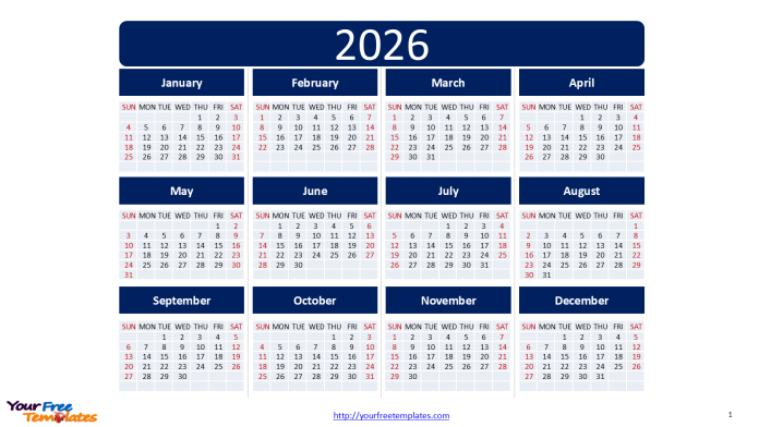 2026 calendar
