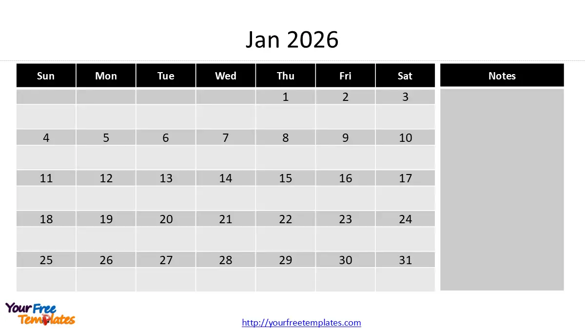 Monthly calendar template