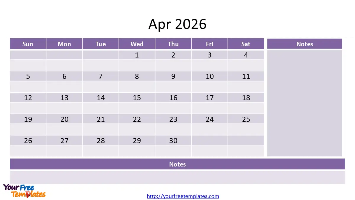 Monthly calendar template