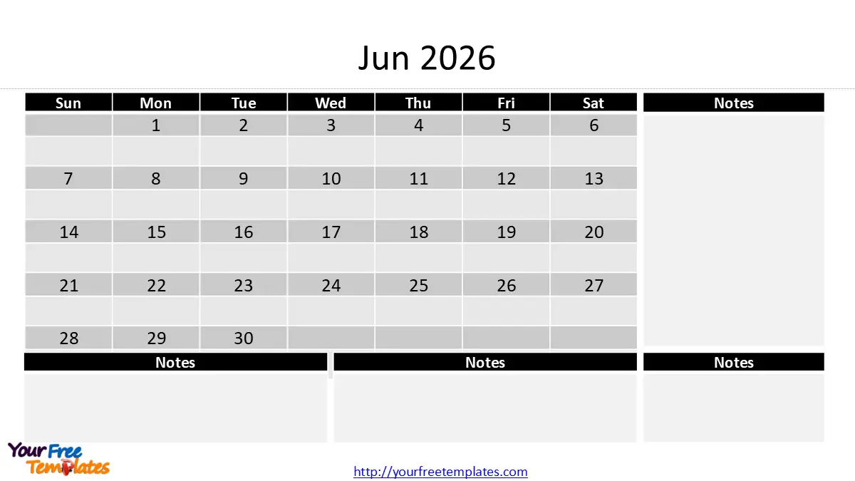 Monthly calendar template
