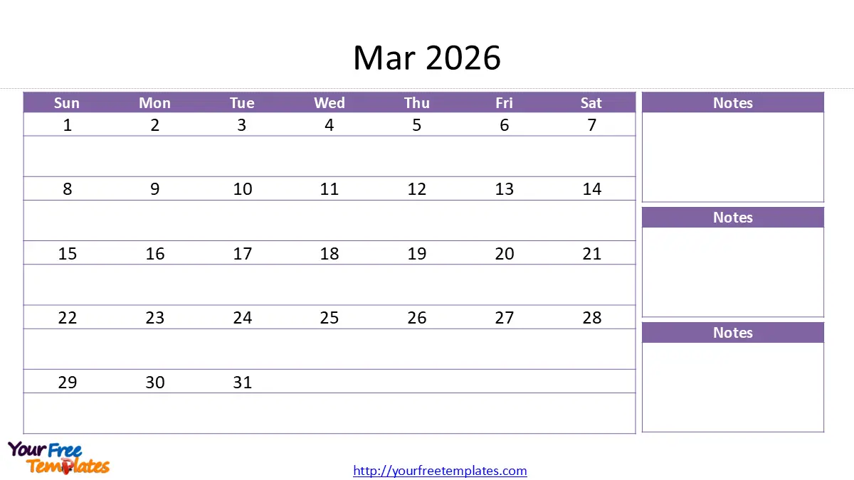 Monthly calendar template