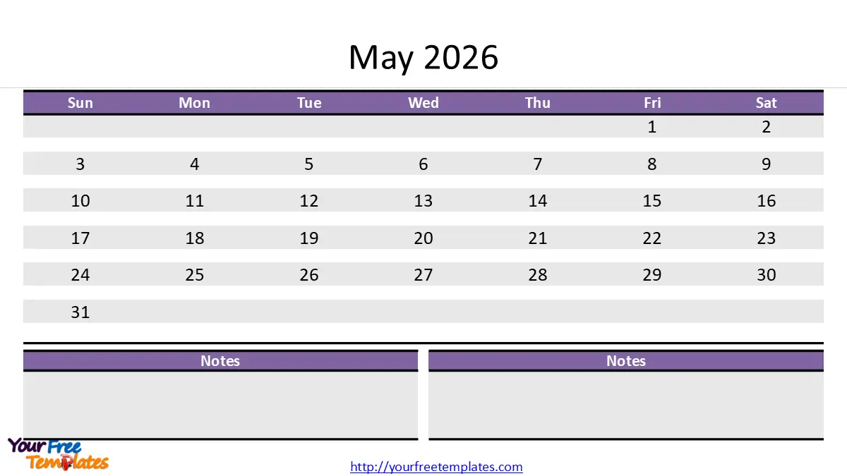 Monthly calendar template