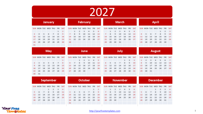 2027 calendar template