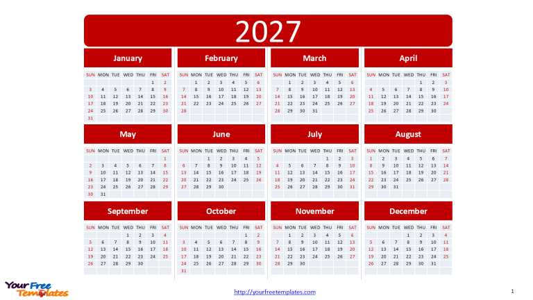 2027 calendar template