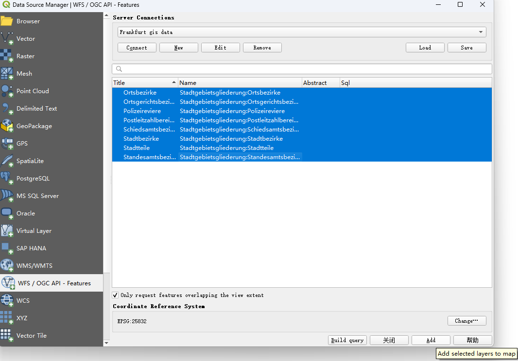 Frankfurt GIS Data: How to Download WFS and Export Shapefiles with QGIS 7 Frankfurt GIS Data