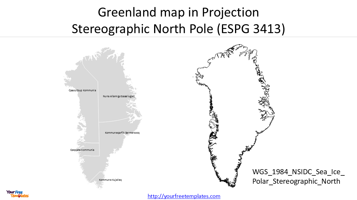 Greenland Map Download: 4 Projections and Editable PowerPoint Templates 1 Greenland map download