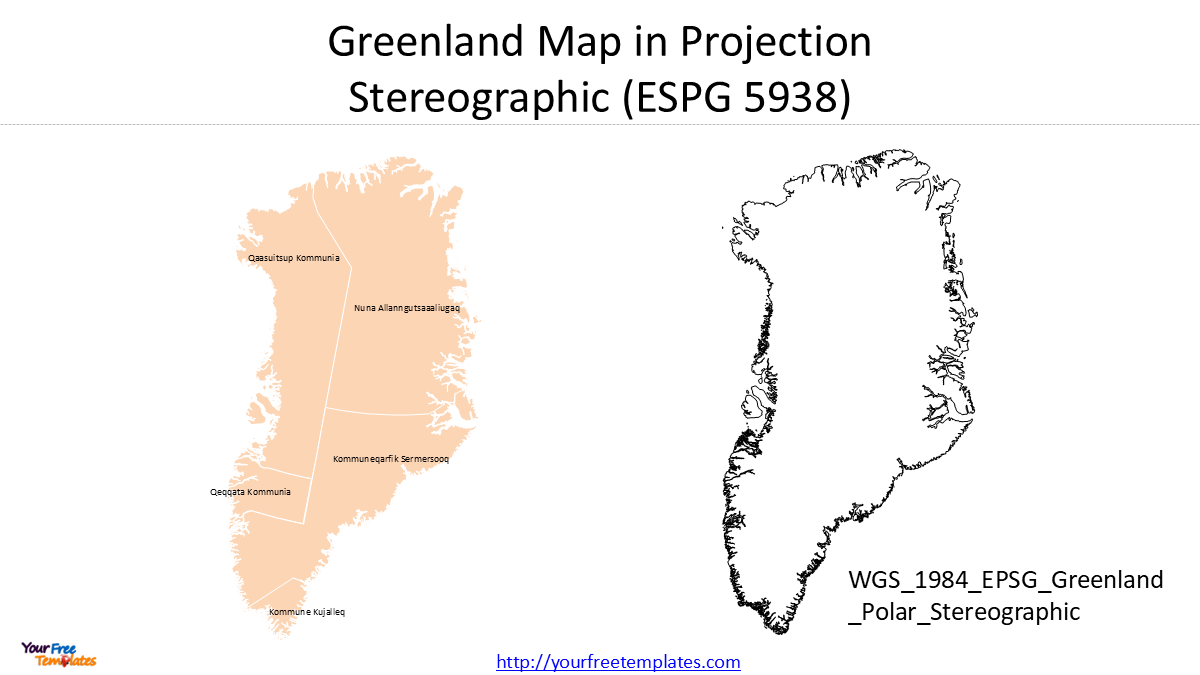 Greenland Map Download: 4 Projections and Editable PowerPoint Templates 2 Greenland map download