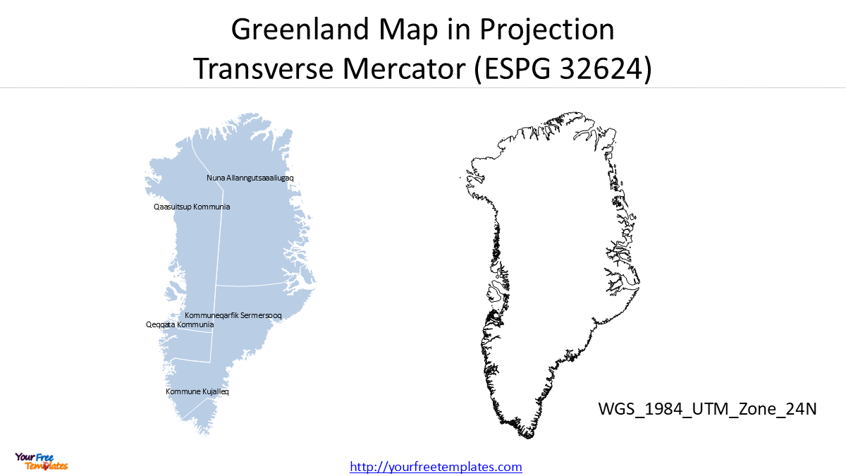 Greenland Map Download: 4 Projections and Editable PowerPoint Templates 3 Greenland map download